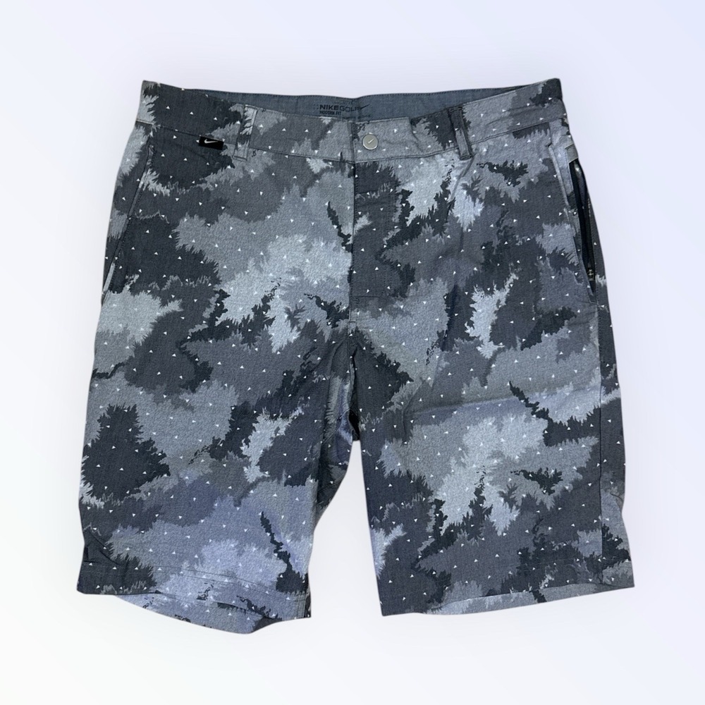 Nike‎ Golf Shorts Mens 32 Gray Camo Dri-FIT Modern Fit 10 Inseam Stretch